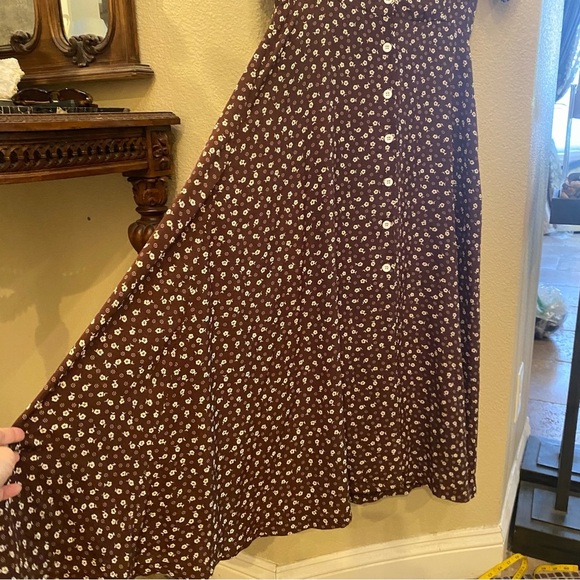 SHEIN Women Brown White Floral Button-Down Maxi Boho Dress Size Small - Picture 3 of 7